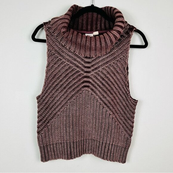 Anthropologie Some Days Lovin Cowl Neck Burgundy Cable Knit Sleeveless size S - Picture 3 of 11